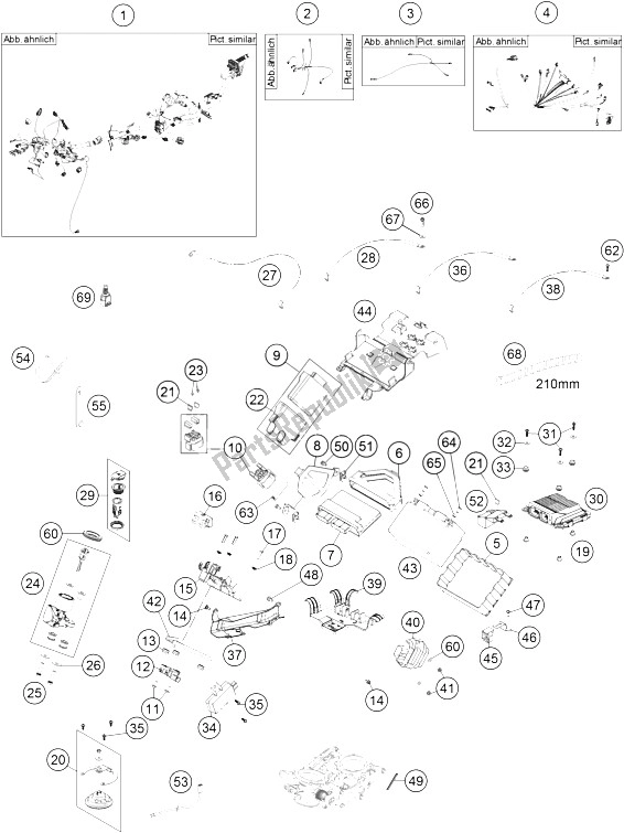 Todas as partes de Chicote De Fiação do KTM 1190 Adventure ABS Grey Australia 2016