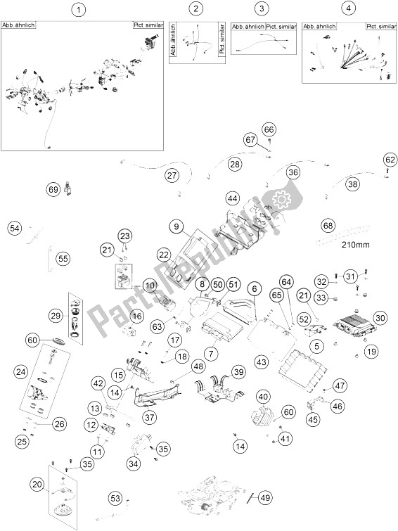 All parts for the Wiring Harness of the KTM 1190 Adventure ABS Grey France 2016