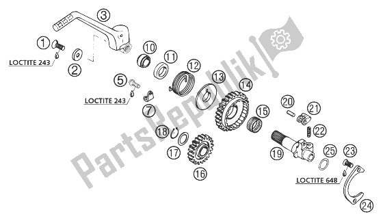 Alle onderdelen voor de Kickstarter 250/300/380 2002 van de KTM 250 EXC Australia 2003