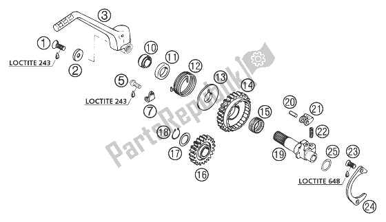 Alle onderdelen voor de Kickstarter 250/300/380 2002 van de KTM 300 EXC USA 2003