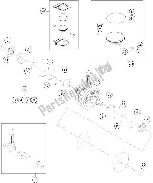 All parts for the Crankshaft, Piston of the KTM 350 EXC F Europe 2015