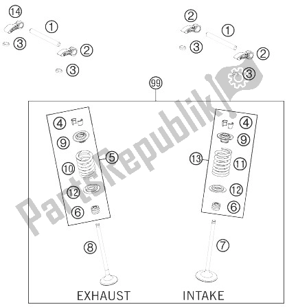 Todas las partes para Accionamiento De Válvula de KTM 250 SX F USA 2013