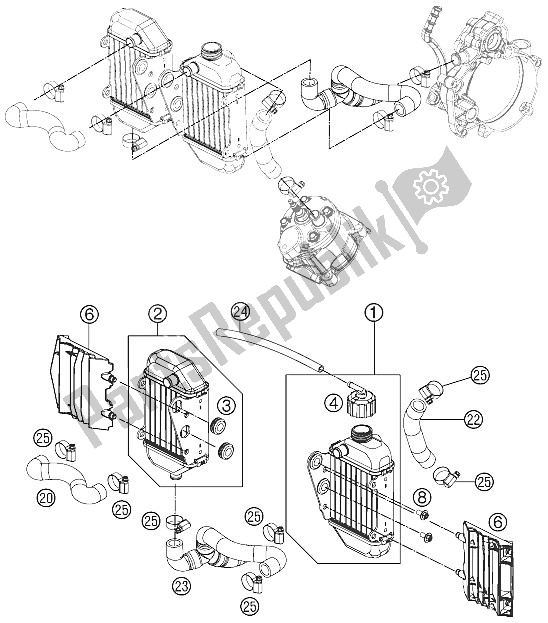 Todas las partes para Sistema De Refrigeración de KTM 50 SXS USA 2012