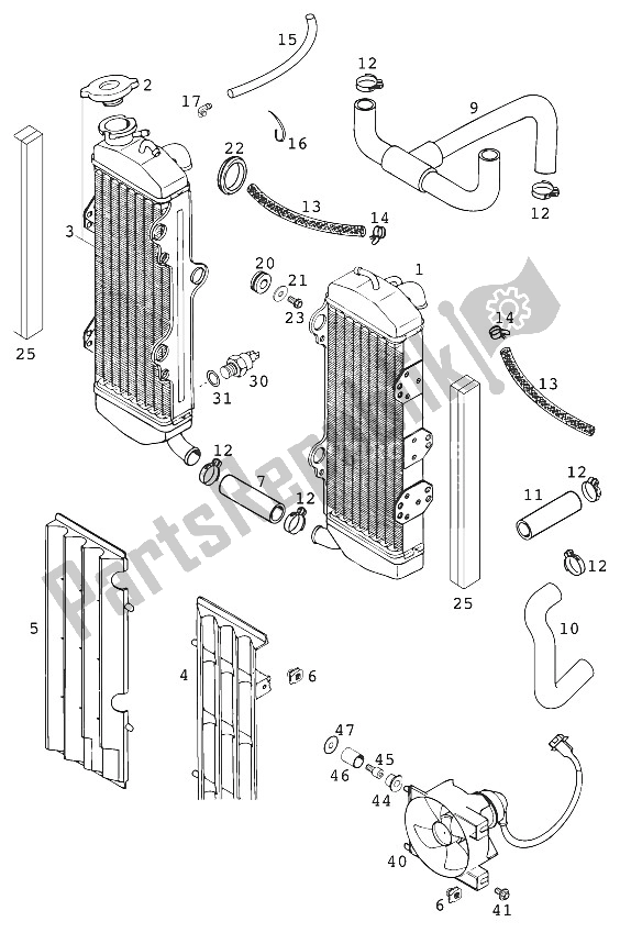 All parts for the Radiator - Radiator Hose 660 Rallye 2000 of the KTM 660 Rallye Europe 2000