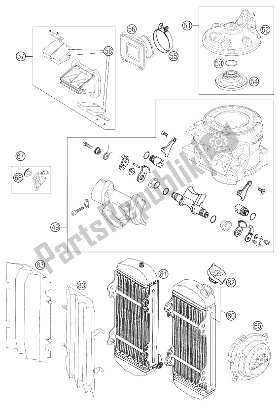 All parts for the New Parts 250 Sxs Motor of the KTM 250 SX Europe 2003