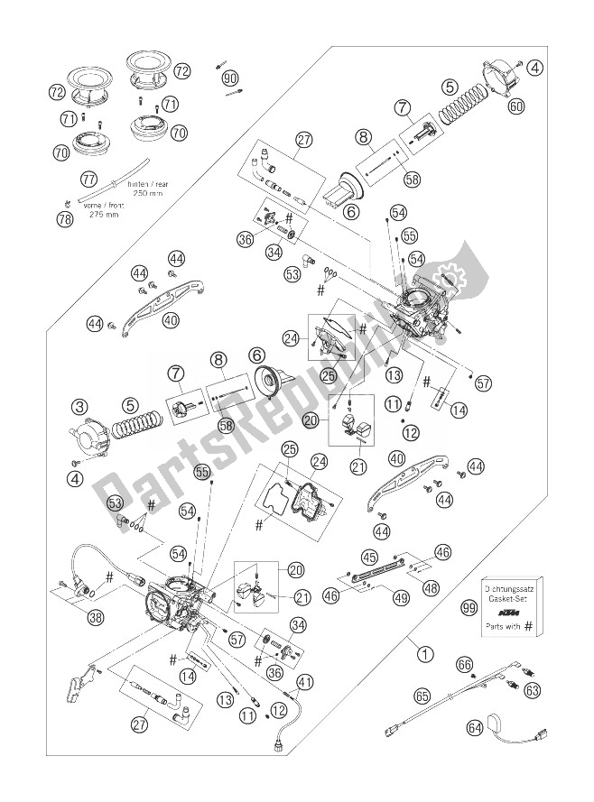 Toutes les pièces pour le Carburateur du KTM 950 Supermoto Orange 07 Australia United Kingdom 2007