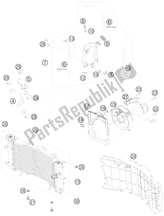 All parts for the Cooling System of the KTM 450 SX ATV Europe 2010