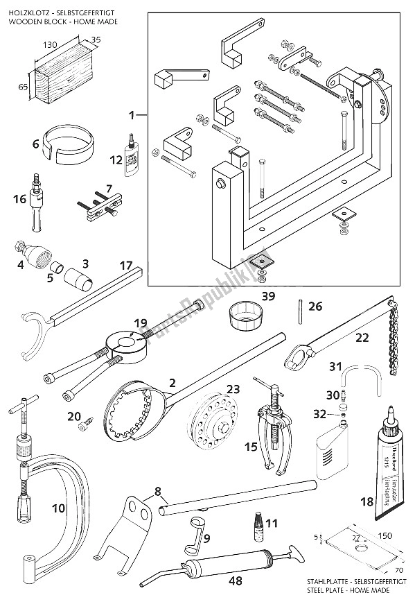 All parts for the Special Tools Lc4-e of the KTM 640 Duke II Lime Australia 2001