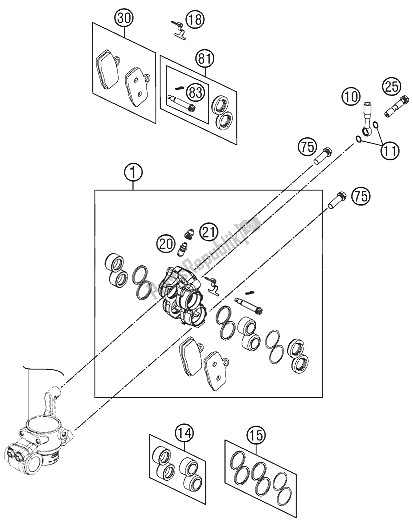 All parts for the Brake Caliper Front of the KTM 85 SX 17 14 Europe 2012