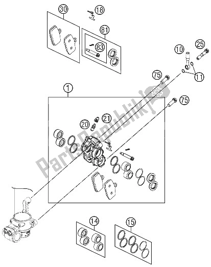 Tutte le parti per il Pinza Freno Anteriore del KTM 85 SXS 17 14 Europe 2012
