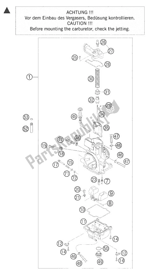 All parts for the Carburetor Keihin of the KTM 125 EXC Europe 2006