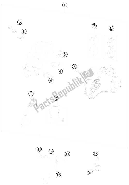 Toutes les pièces pour le étrier De Frein Arrière du KTM 950 Super Enduro R Europe 2008