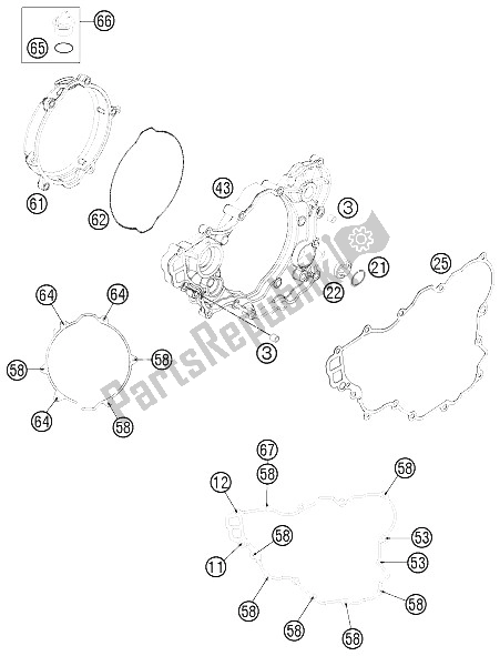 Alle onderdelen voor de Koppelingsdeksel van de KTM 250 EXC F Europe 2012