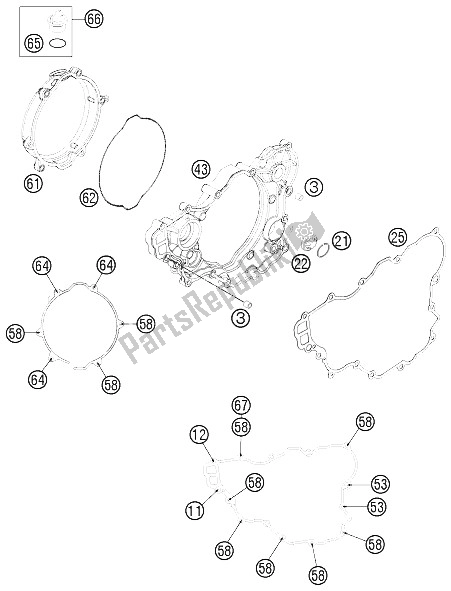 All parts for the Clutch Cover of the KTM 250 XC F USA 2011