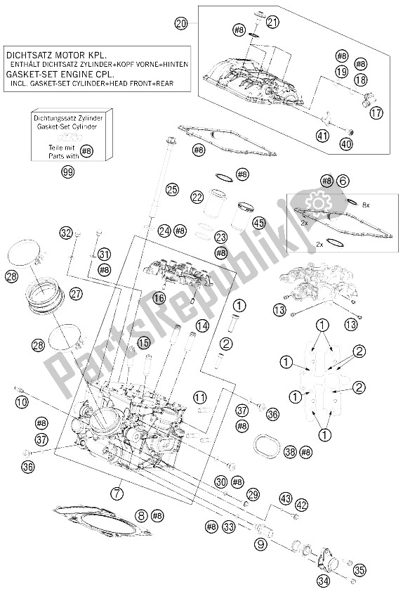 Todas las partes para Culata Trasera de KTM 1190 RC8 R White Europe 2012