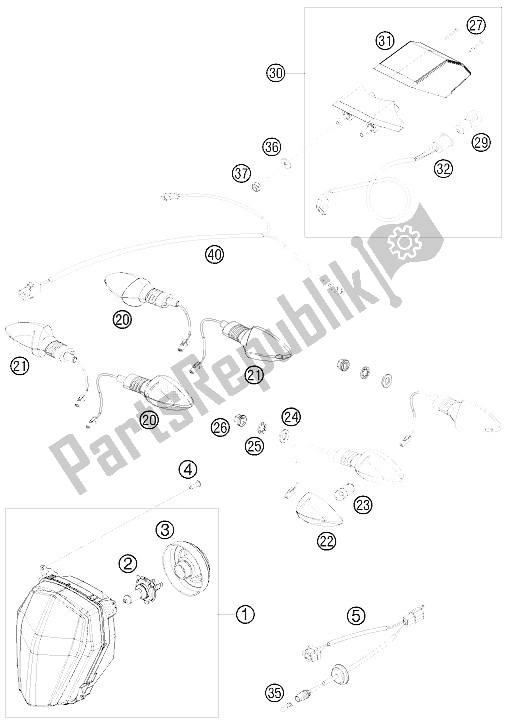 All parts for the Lighting System of the KTM 690 Enduro 08 USA 2008