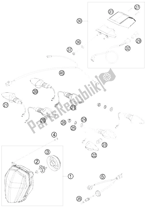 All parts for the Lighting System of the KTM 690 SMC USA 2008