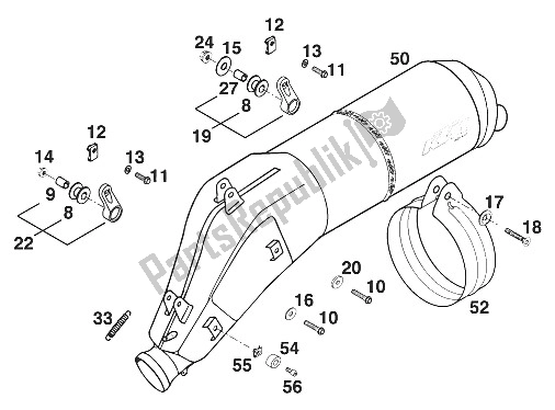 All parts for the Silencer Egs-e, Lse '97 of the KTM 400 EGS E 29 KW 11 LT Blau Europe 1997