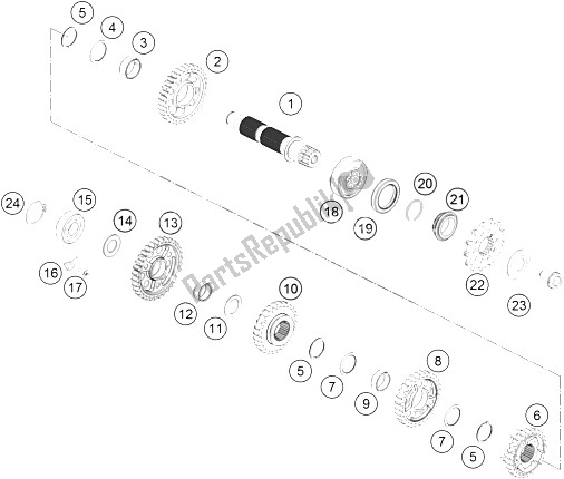 All parts for the Transmission Ii - Countershaft of the KTM 250 SX F Europe 2016