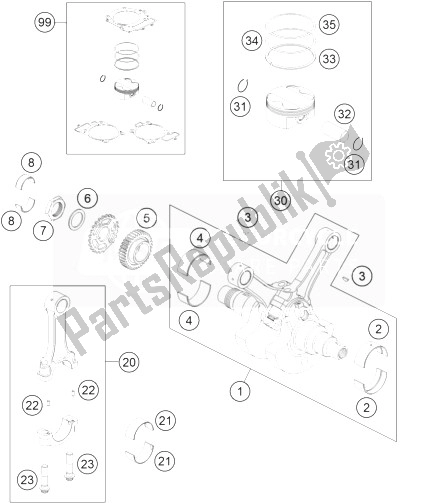 All parts for the Crankshaft, Piston of the KTM 990 Supermoto R ABS Europe 2013