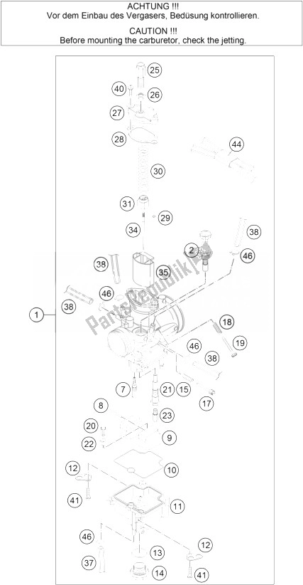 Toutes les pièces pour le Carburateur du KTM 85 SXS 17 14 USA 2014