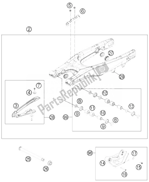 Tutte le parti per il Forcellone del KTM 450 SX F Factory Edition USA 2014