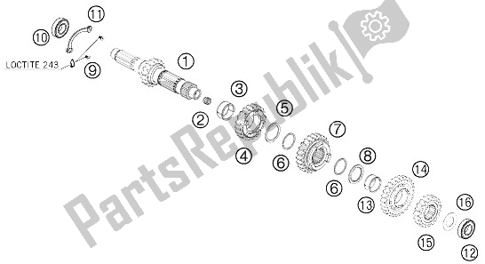 All parts for the Transmission I - Main Shaft of the KTM 450 SX F USA 2011