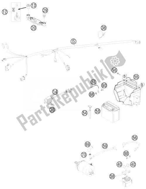 Tutte le parti per il Cablaggio Elettrico del KTM 530 XC W South Africa 2010