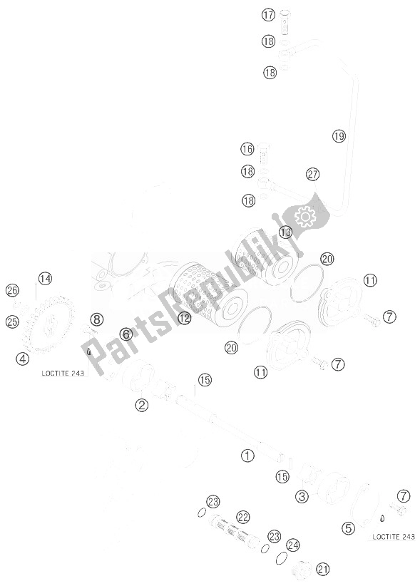 All parts for the Lubricating System of the KTM 525 XC ATV Europe 8503 JQ 2010