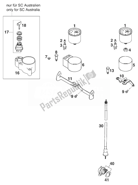 Tutte le parti per il Tachimetro Vdo Sc '98 del KTM 620 SUP Comp Europe 1998