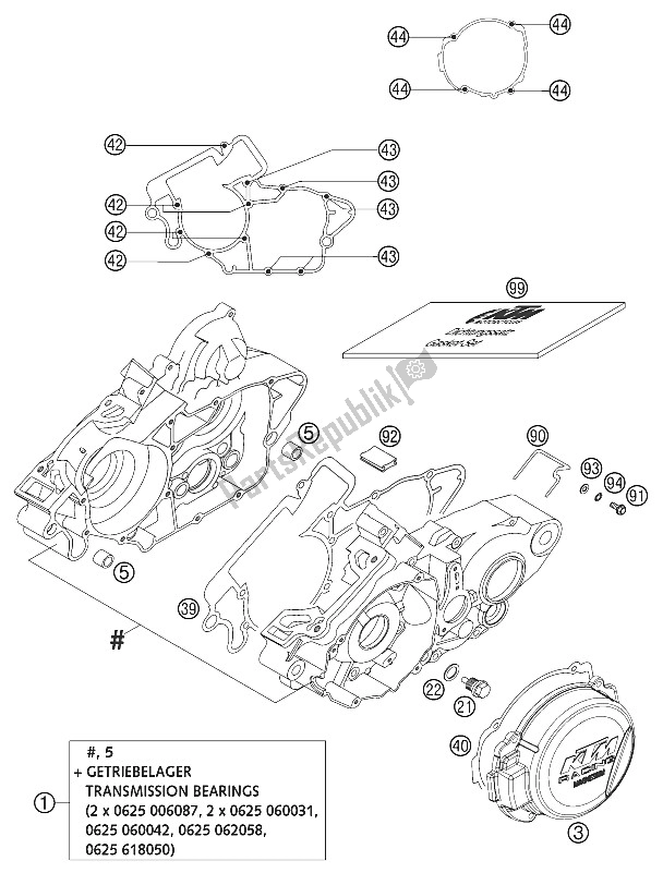 Tutte le parti per il Cofano Motore 125/200 2002 del KTM 125 EXC Europe 2002