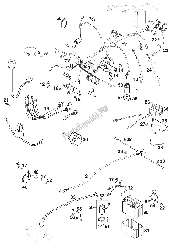 Alle onderdelen voor de Kabelboom 640 Adventure van de KTM 640 Adventure R USA 2000