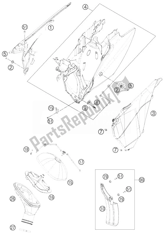 Alle onderdelen voor de Luchtfilter van de KTM 250 XC W USA 2013