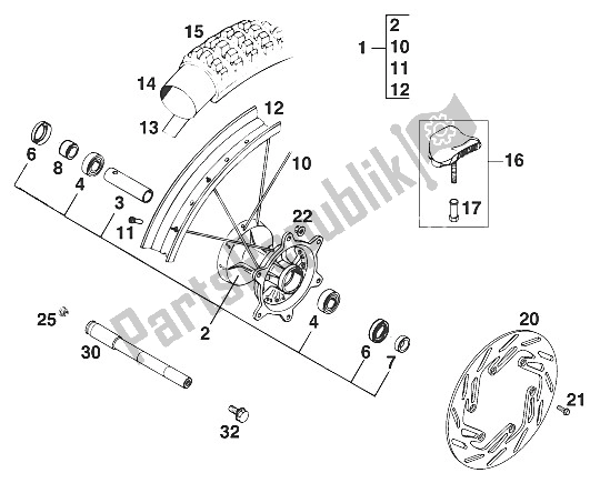 Todas las partes para Rueda Delantera 620 Sx '96 de KTM 400 Super Comp WP Europe 1996