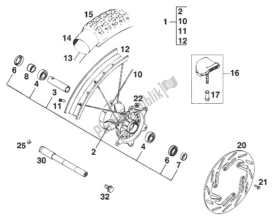 All parts for the Front Wheel 620 Sx '96 of the KTM 620 Super Comp 4T Europe 1996