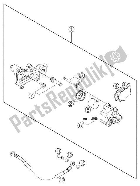 All parts for the Brake Caliper Rear 640 Duke of the KTM 640 Duke II Orange United Kingdom 2002