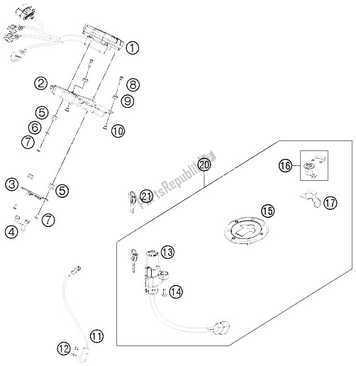 All parts for the Instruments / Lock System of the KTM 125 Duke Europe 8026K4 2011