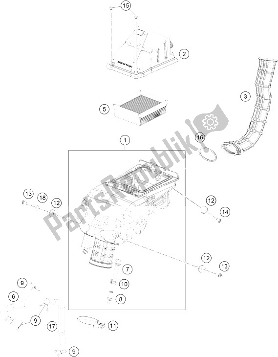 Tutte le parti per il Filtro Dell'aria del KTM RC 390 White ABS Europe 2016