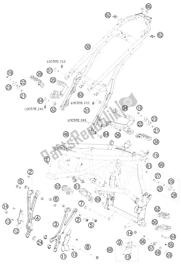 Toutes les pièces pour le Cadre du KTM 990 Supermoto R Europe 2009