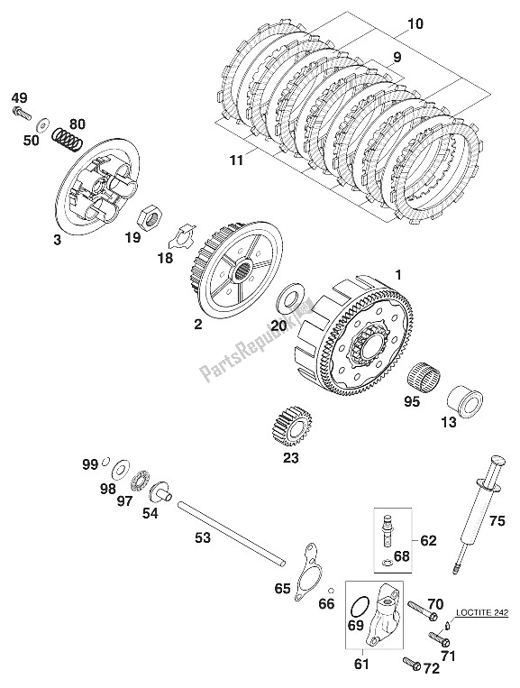 Tutte le parti per il Frizione 125/200 '99 del KTM 200 EXC SGP Asia 2000