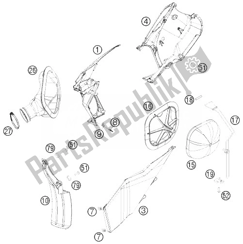 All parts for the Air Filter of the KTM 400 XC W USA 2010