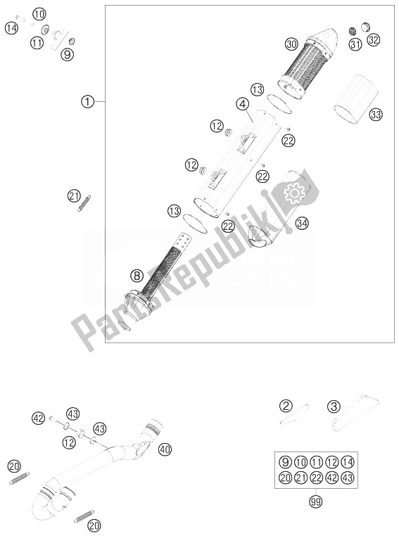 Toutes les pièces pour le Système D'échappement du KTM 500 EXC Australia 2014