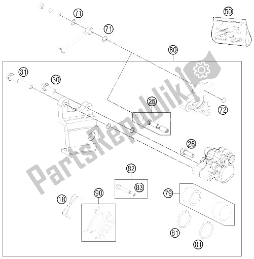 All parts for the Brake Caliper Rear of the KTM 50 SXS USA 2012