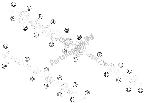 All parts for the Transmission of the KTM 65 SX Europe 6001H6 2008