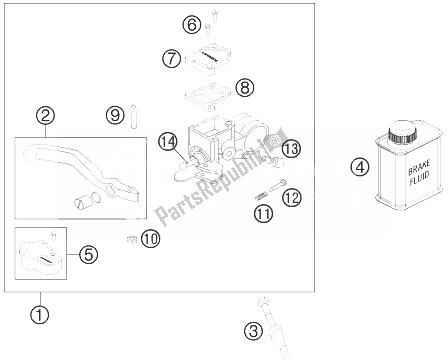 All parts for the Hand Brake Cylinder of the KTM 50 SX Europe 2014