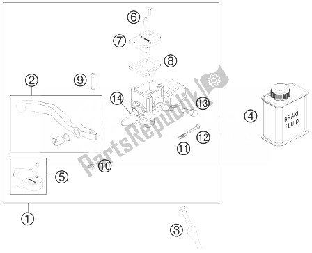 All parts for the Hand Brake Cylinder of the KTM 50 SXS USA 2014