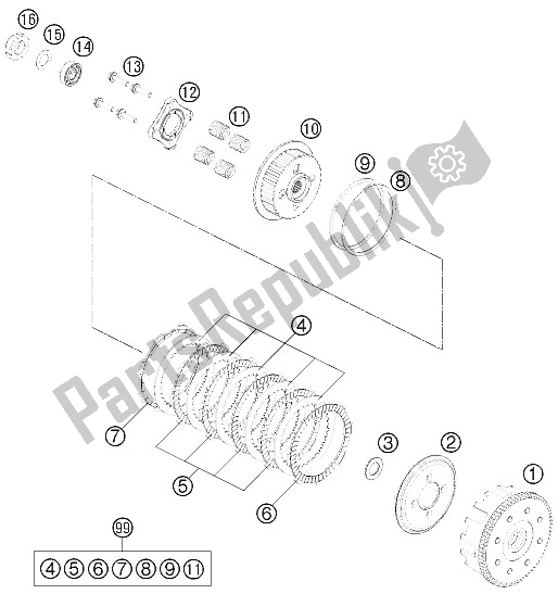 All parts for the Clutch of the KTM 200 Duke OR W O ABS B D 15 Asia 2015