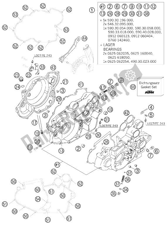 Todas as partes de Caixa Do Motor do KTM 525 EXC Racing Australia 2006