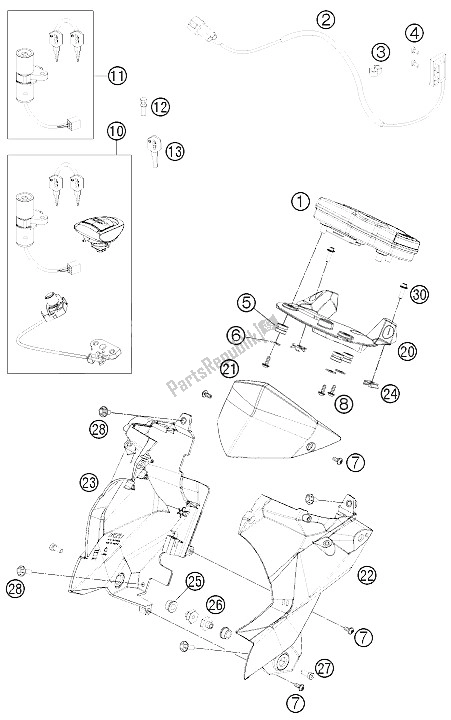 Todas as partes de Instrumentos / Sistema De Bloqueio do KTM 690 Duke Black Europe 2011