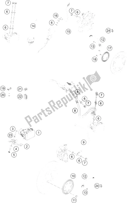All parts for the Antiblock System Abs of the KTM RC 390 White ABS Europe 2016